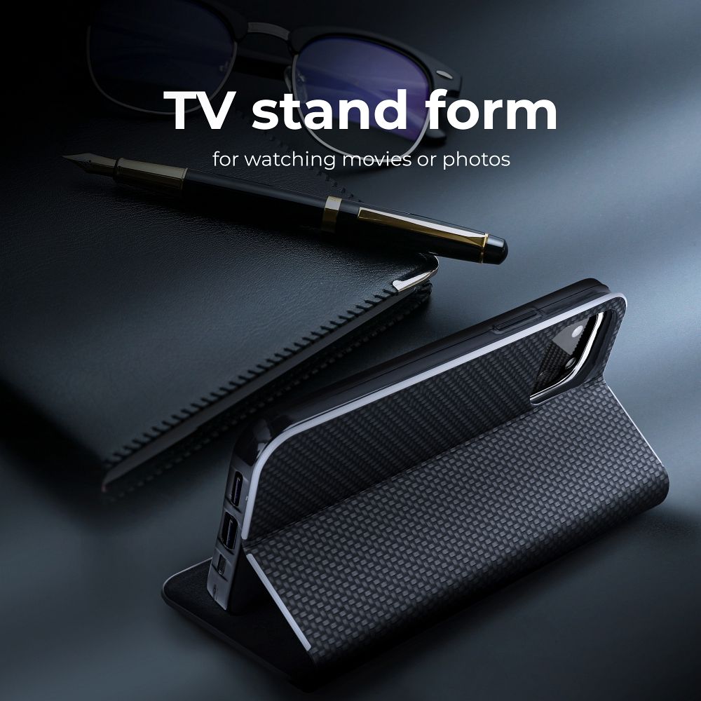 COUVERTURE DE LIVRE POUR SAMSUNG A35 5G HEYCASE PORTEFEUILLE CARBONE NOIR