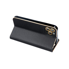 COUVERTURE DE LIVRE POUR SAMSUNG A35 5G HEYCASE PORTEFEUILLE CARBONE OR / NOIR