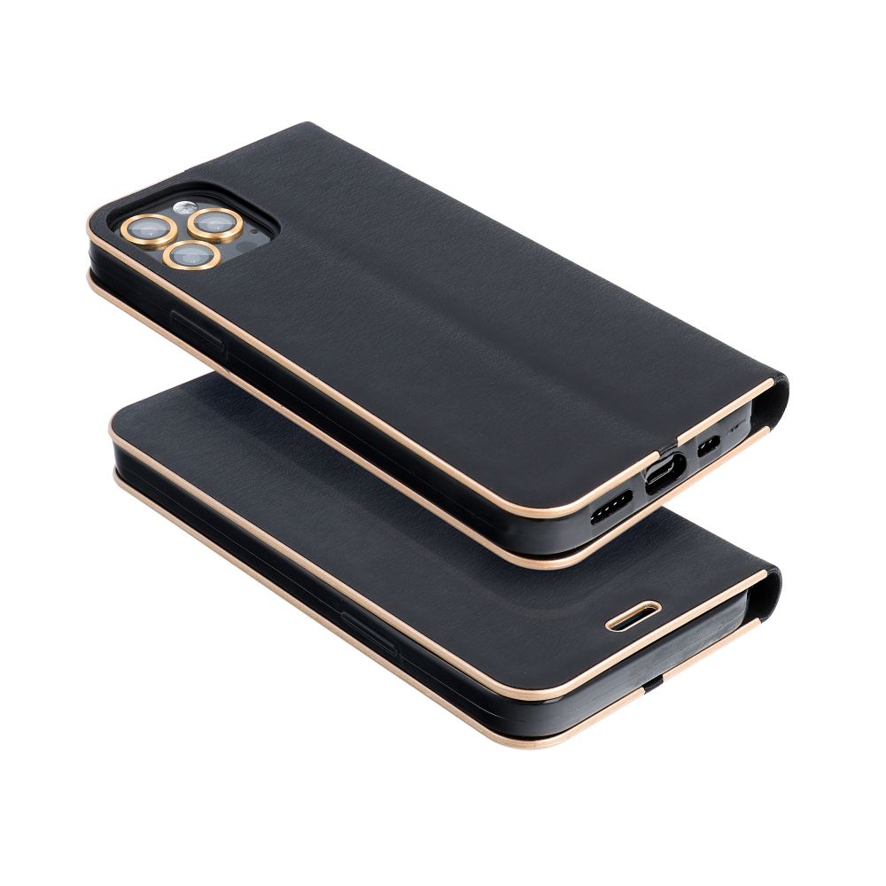 COUVERTURE DE LIVRE POUR SAMSUNG A35 5G HEYCASE PORTEFEUILLE CARBONE OR / NOIR