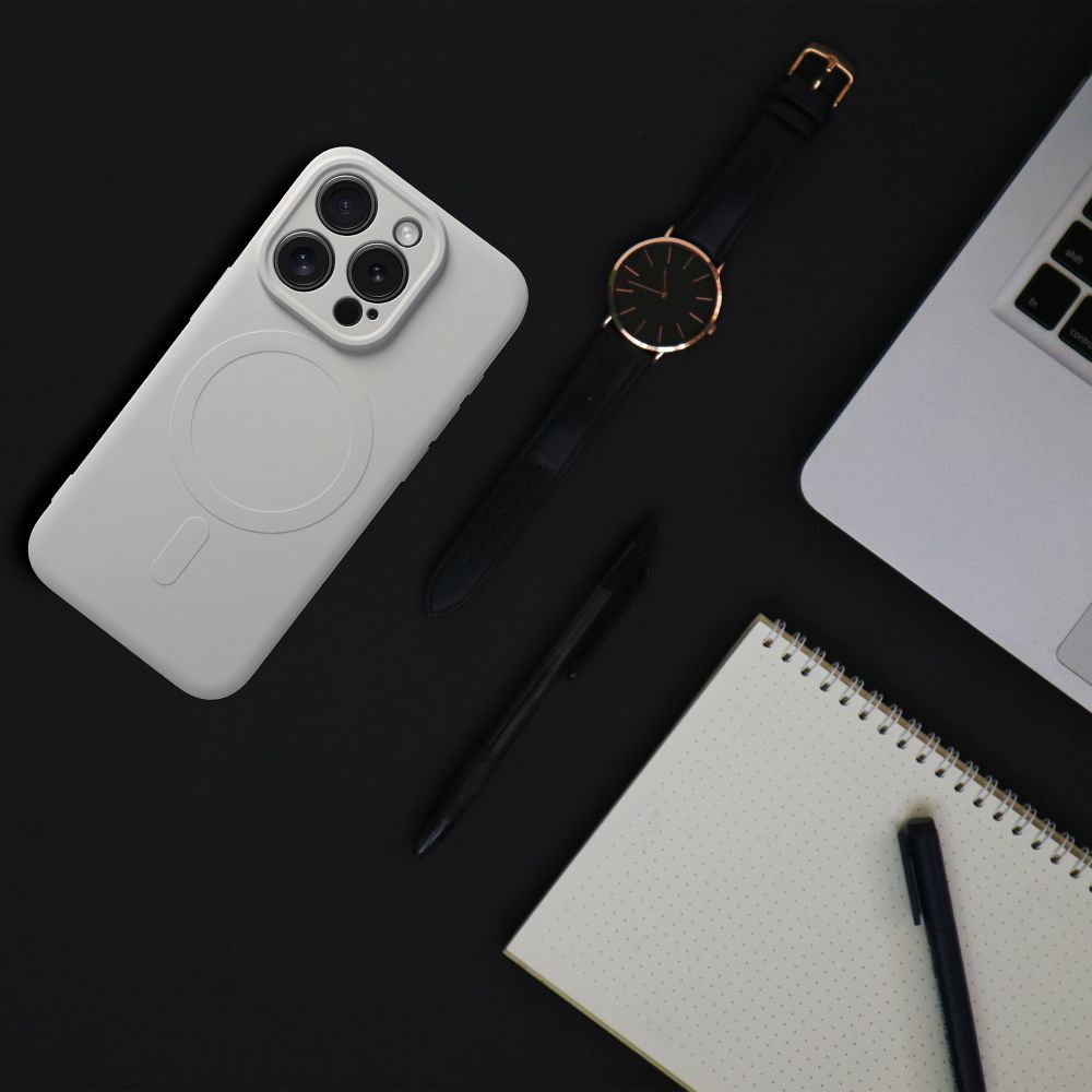 COQUE IPHONE 15 PRO HEYCASE SILICONE MAG MAGSAFE TITANE