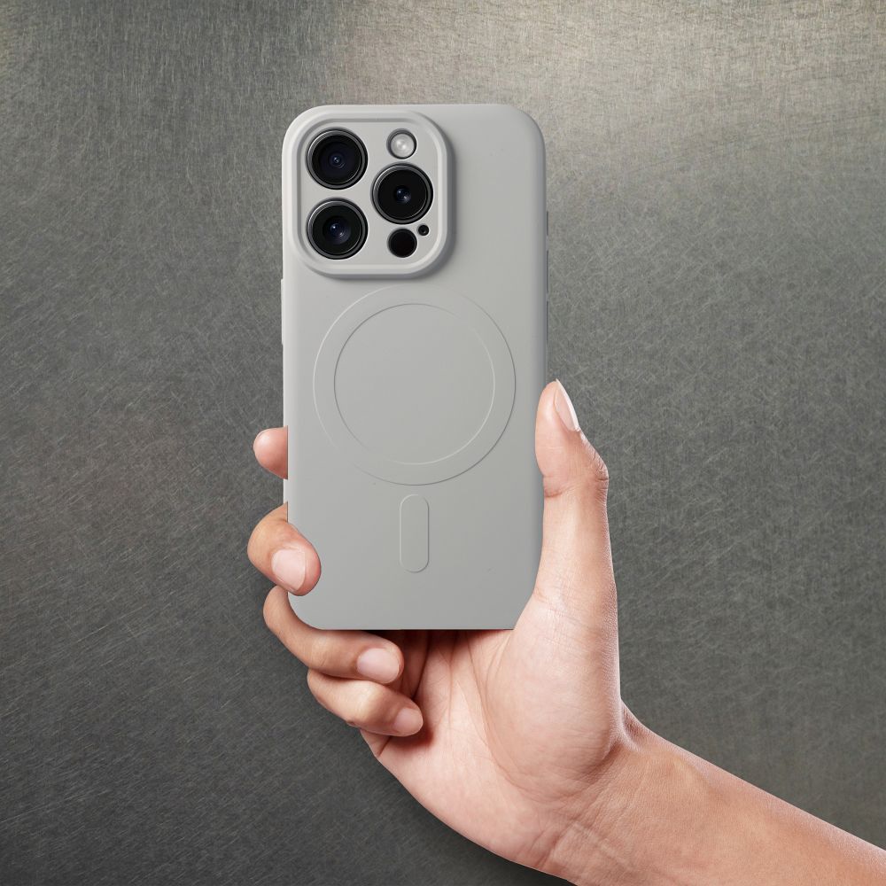 COQUE IPHONE 15 PRO MAX HEYCASE SILICONE MAG MAGSAFE TITANE
