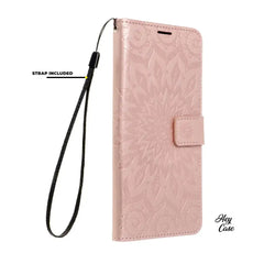 COUVERTURE POUR SAMSUNG GALAXY A55 5G HEYCASE MAGNETIQUE PORTEFEUILLE MANDALA ROSE OR