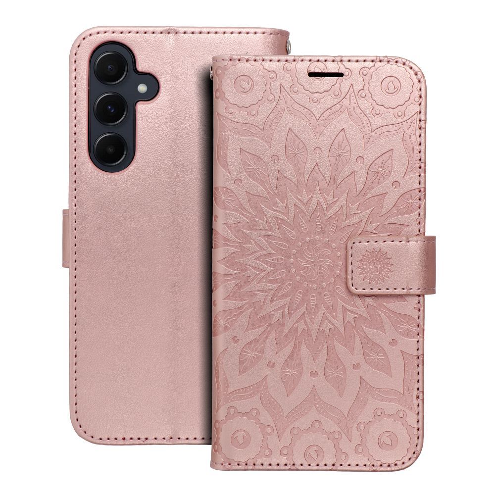 COUVERTURE POUR SAMSUNG GALAXY A55 5G HEYCASE MAGNETIQUE PORTEFEUILLE MANDALA ROSE OR