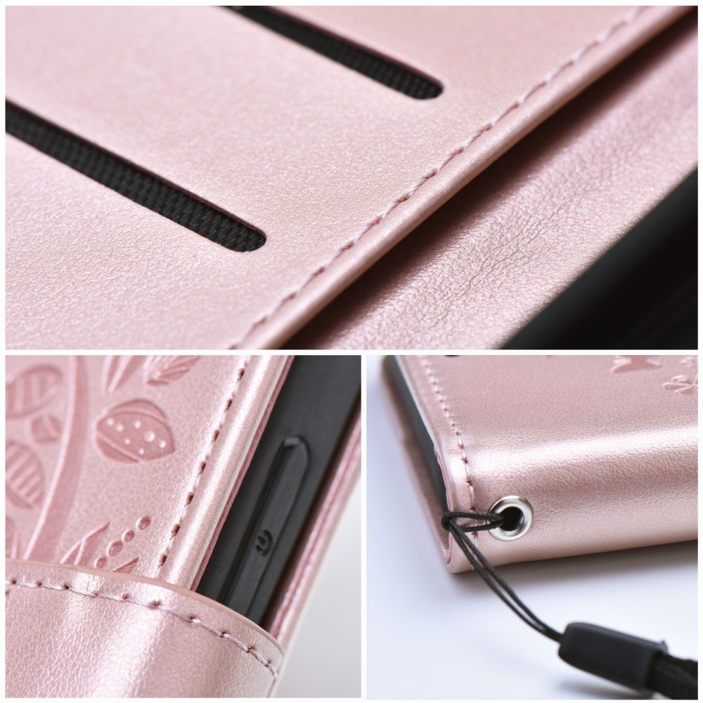 COUVERCLE POUR SAMSUNG GALAXY A55 5G HEYCASE MAGNETIQUE PORTEFEUILLE BOIS ROSE