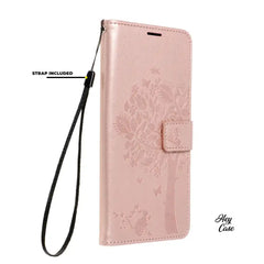 COUVERCLE POUR SAMSUNG GALAXY A55 5G HEYCASE MAGNETIQUE PORTEFEUILLE BOIS ROSE
