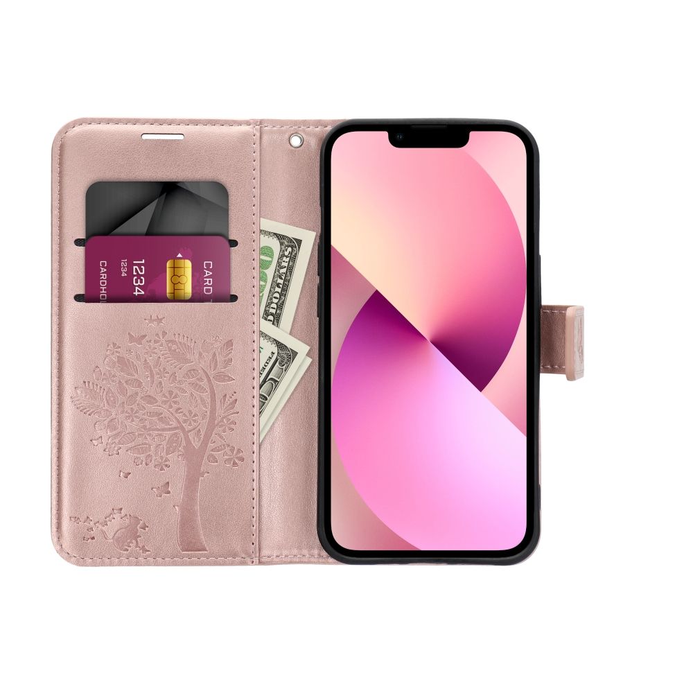 COUVERCLE POUR SAMSUNG GALAXY A55 5G HEYCASE MAGNETIQUE PORTEFEUILLE BOIS ROSE