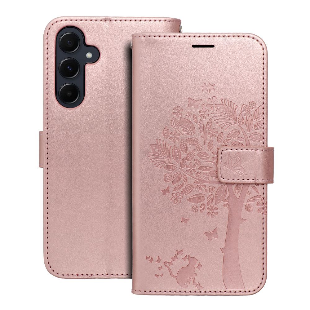 COUVERCLE POUR SAMSUNG GALAXY A55 5G HEYCASE MAGNETIQUE PORTEFEUILLE BOIS ROSE