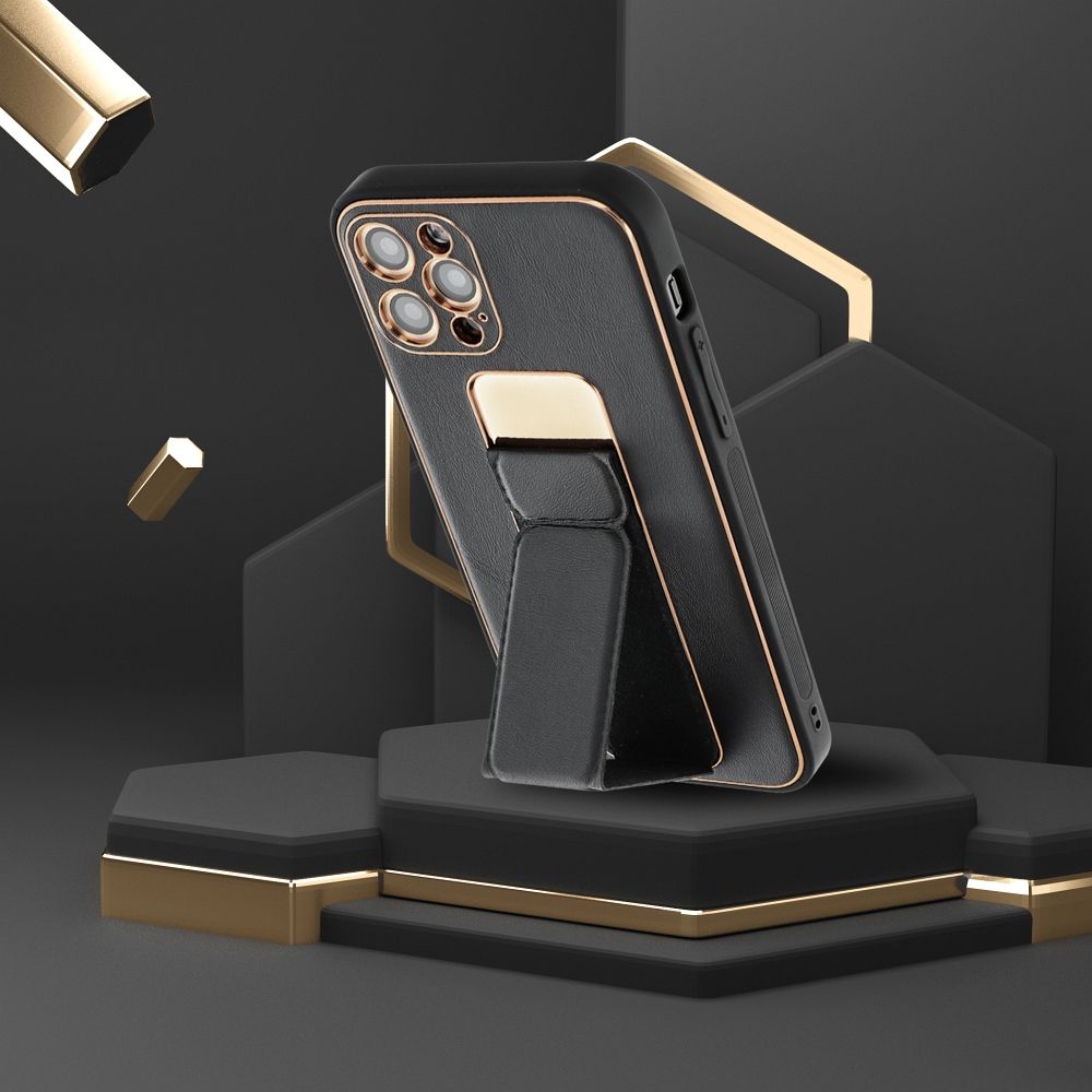 COUVERCLE POUR SAMSUNG S24 FE HEYCASE EN CUIR AVEC SUPPORT NOIR