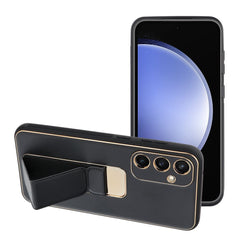 COUVERCLE POUR SAMSUNG S24 FE HEYCASE EN CUIR AVEC SUPPORT NOIR