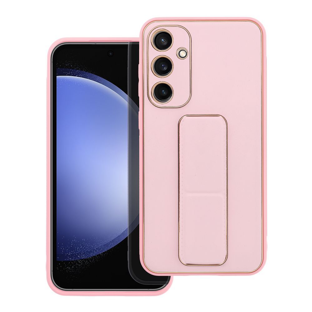 COUVERCLE POUR SAMSUNG S24 FE HEYCASE EN CUIR AVEC SUPPORT ROSE