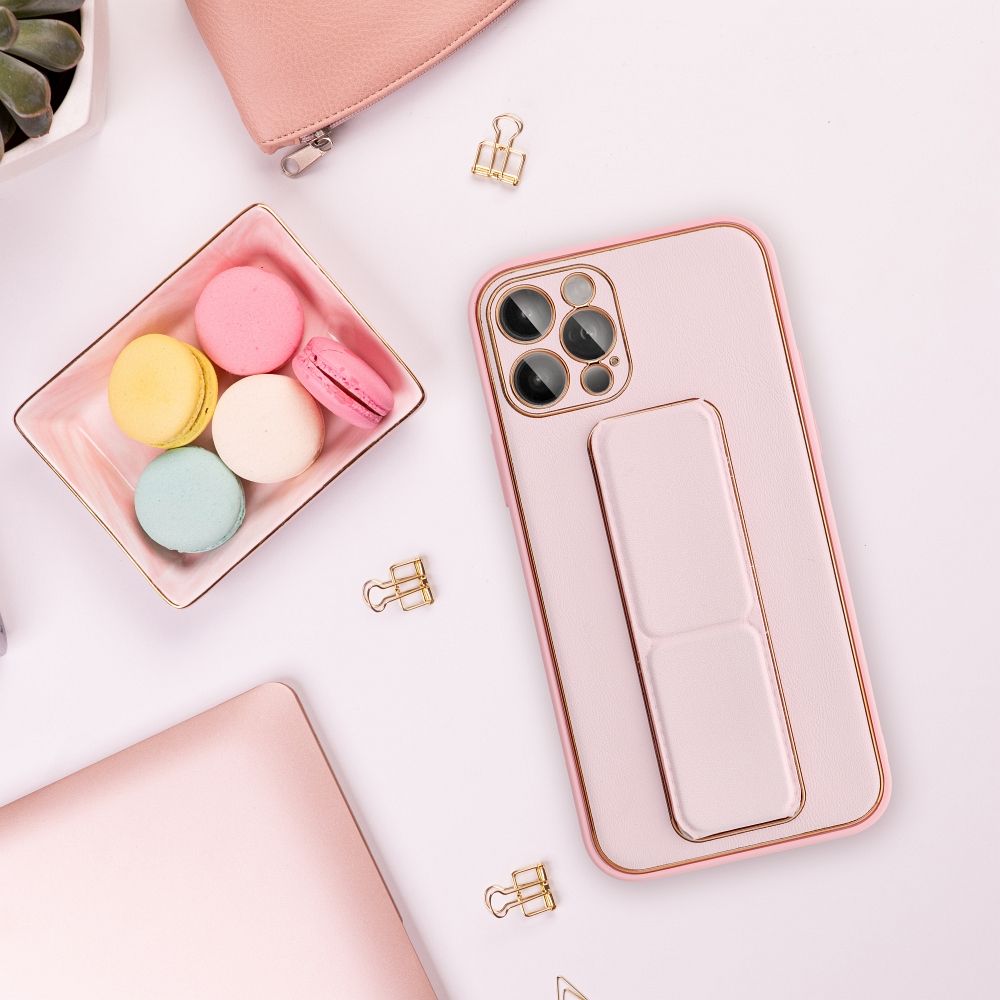 COUVERCLE POUR SAMSUNG S24 FE HEYCASE EN CUIR AVEC SUPPORT ROSE