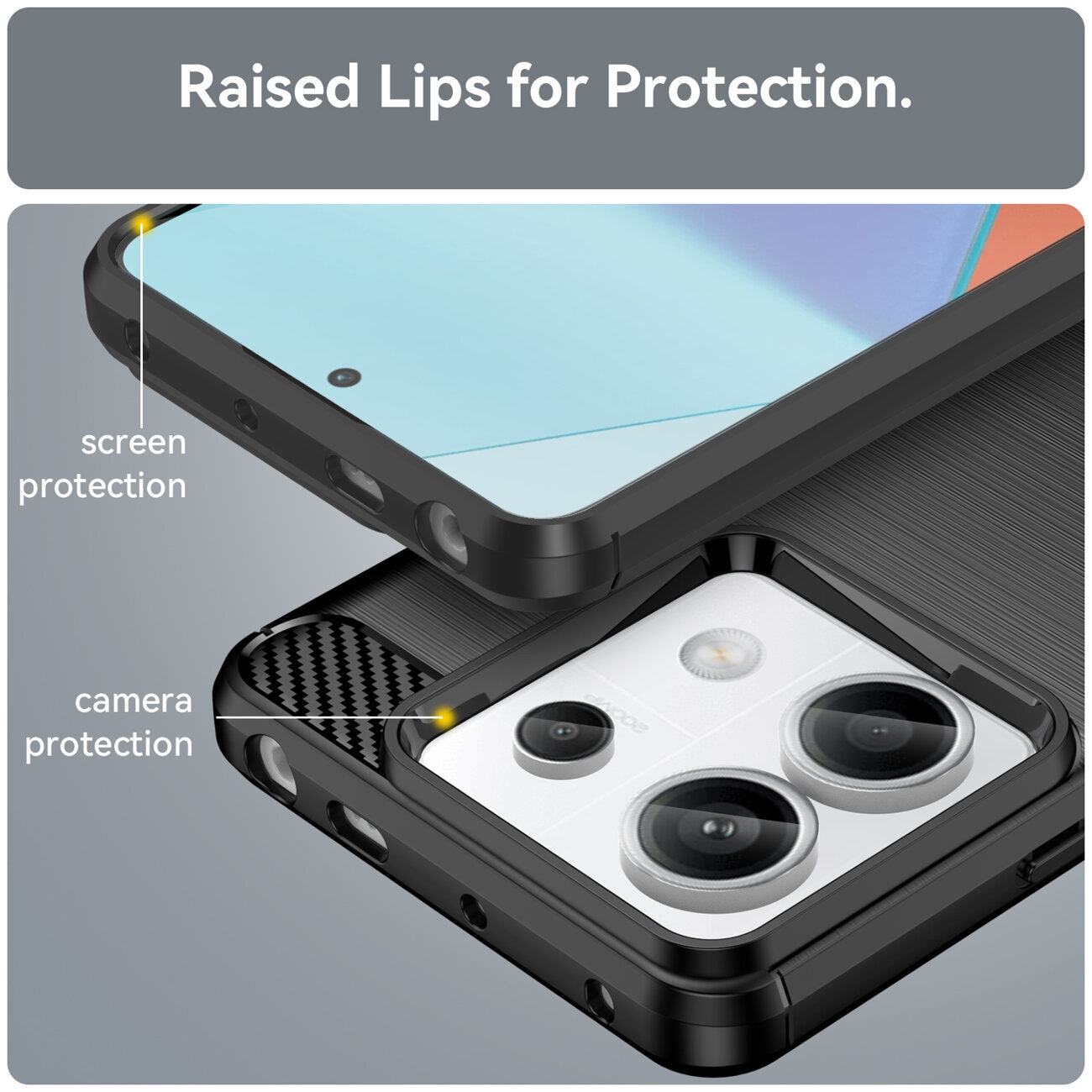 COQUE POUR XIAOMI REDMI NOTE 13 PRO 5G HEYCASE CARBONE NOIR