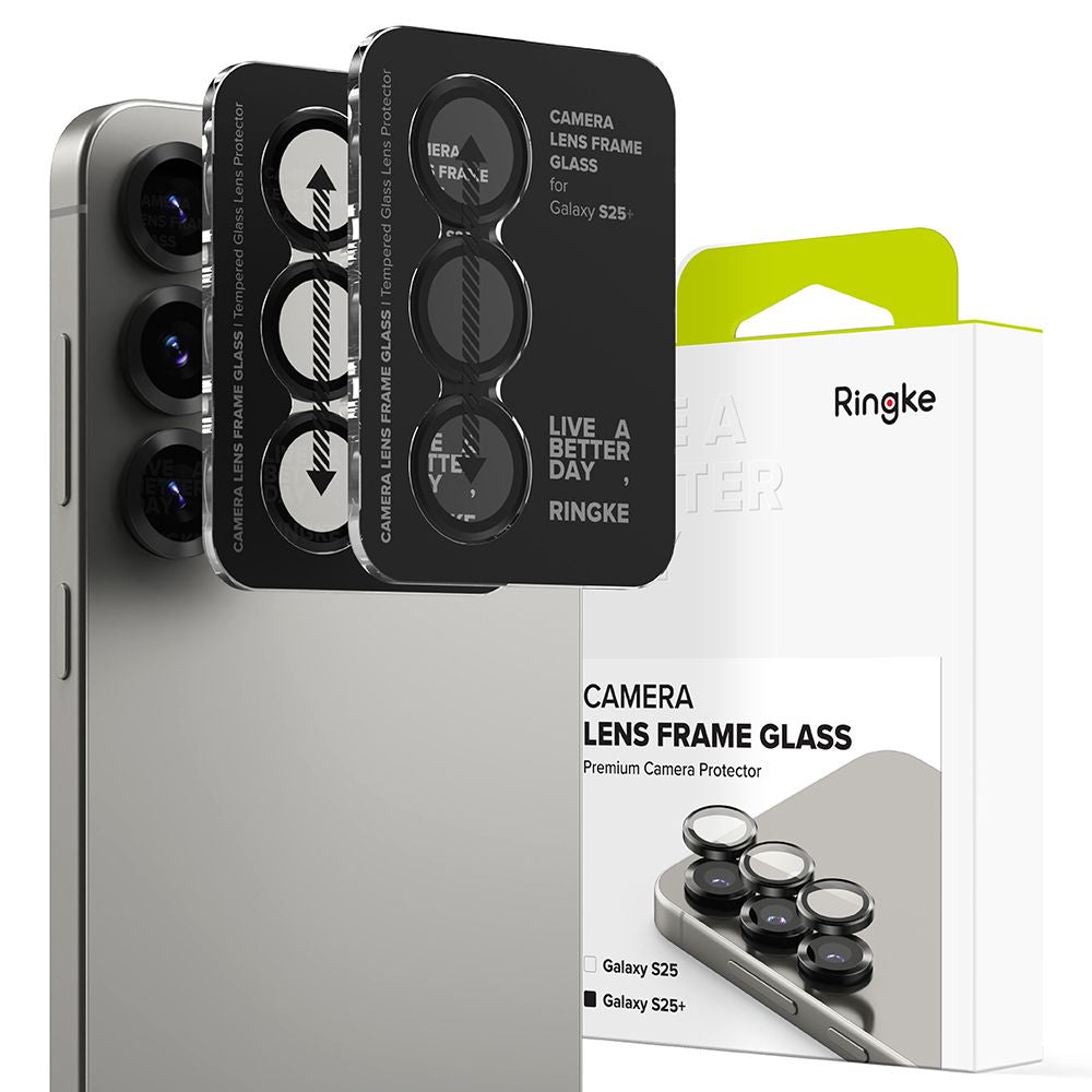 VERRE TEMPERÉ DE PROTECTION POUR LENTILLE D'APPAREIL PHOTO RINGKE CAMERA FRAME PROTECTOR 2-PACK GALAXY S25+ PLUS NOIR