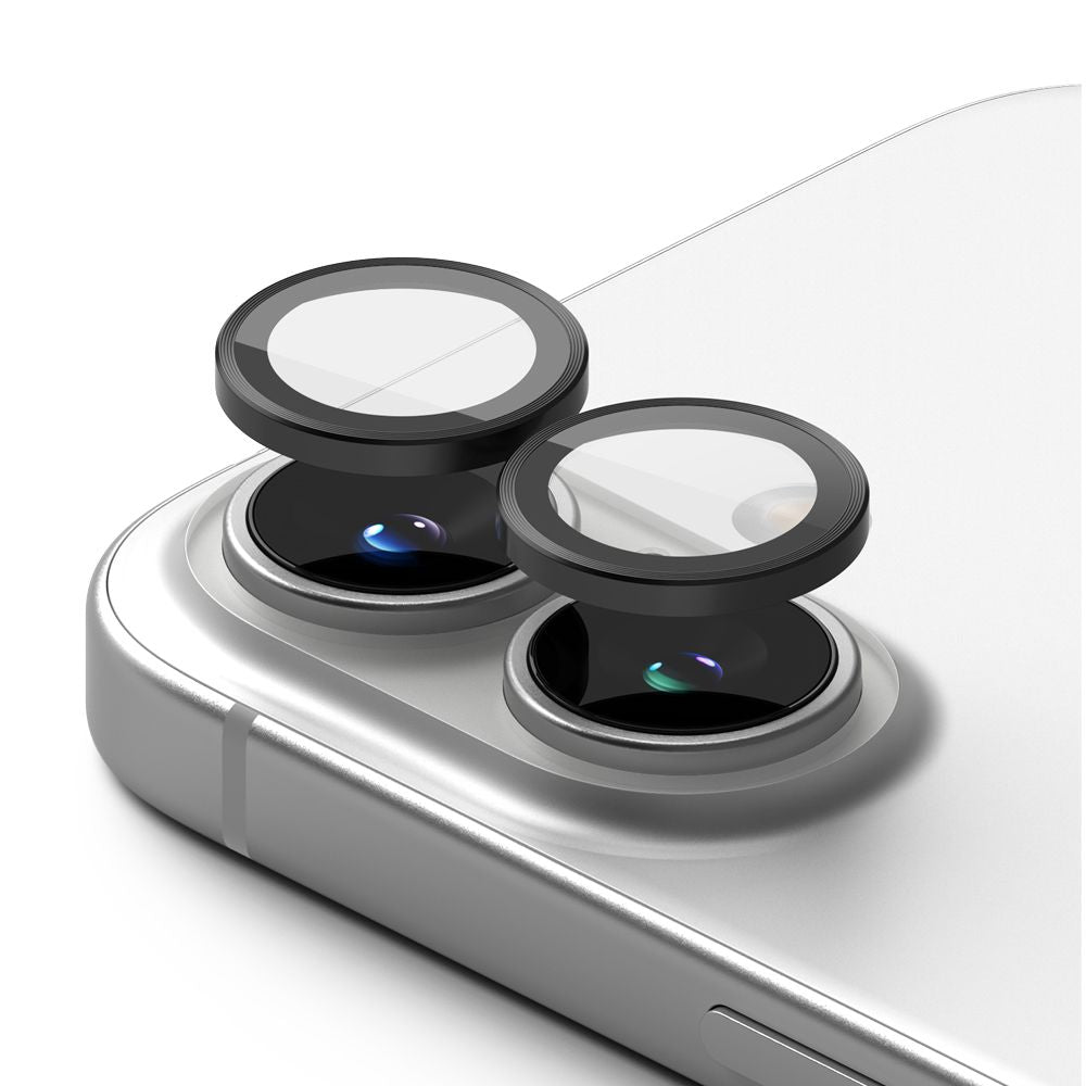 VERRE TEMPERÉ DE PROTECTION POUR LENTILLE D'APPAREIL PHOTO SUR IPHONE 16 / 16 PLUS RINGKE CAMERA FRAME PROTECTOR 2-PACK NOIR