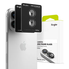 VERRE TEMPERÉ DE PROTECTION POUR LENTILLE D'APPAREIL PHOTO SUR IPHONE 16 / 16 PLUS RINGKE CAMERA FRAME PROTECTOR 2-PACK NOIR