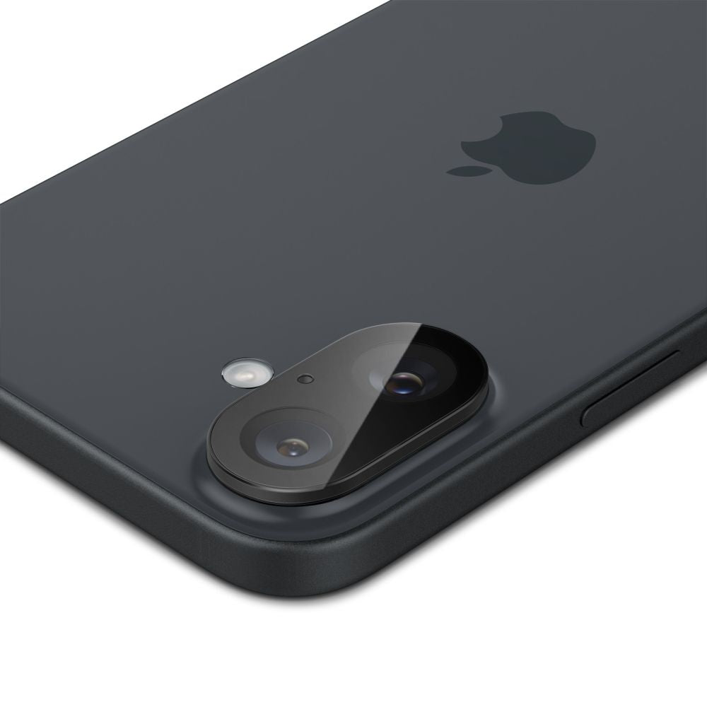 VERRE TEMPERÉ DE PROTECTION POUR LENTILLE D'APPAREIL PHOTO SPIGEN OPTIK GLAS.TR PROTECTEUR DE CAMÉRA 2-PACK IPHONE 16 / 16 PLUS NOIR