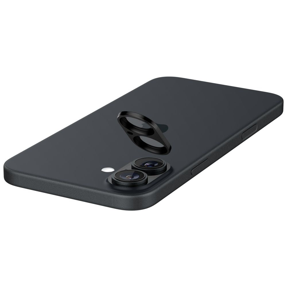 VERRE TEMPERÉ DE PROTECTION POUR LENTILLE D'APPAREIL PHOTO SPIGEN OPTIK GLAS.TR PROTECTEUR DE CAMÉRA 2-PACK IPHONE 16 / 16 PLUS NOIR