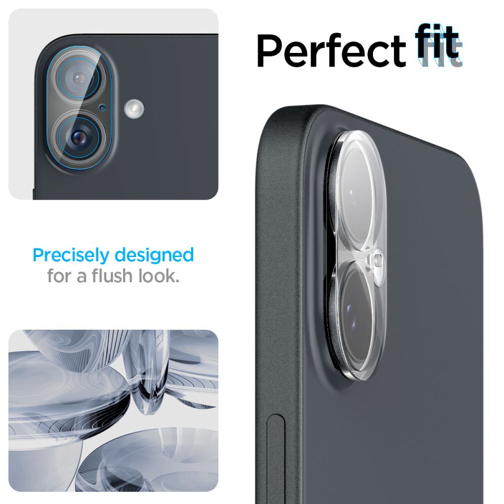 VERRE TEMPERÉ PROTECTEUR POUR LENTILLE D'APPAREIL PHOTO SPIGEN OPTIK GLAS.TR PROTECTEUR DE CAMÉRA 2-PACK IPHONE 16 / 16 PLUS CRISTAL TRANSPARENT