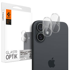 VERRE TEMPERÉ PROTECTEUR POUR LENTILLE D'APPAREIL PHOTO SPIGEN OPTIK GLAS.TR PROTECTEUR DE CAMÉRA 2-PACK IPHONE 16 / 16 PLUS CRISTAL TRANSPARENT