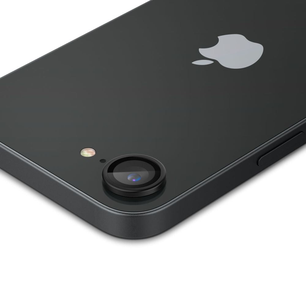 VERRE TEMPERÉ DE PROTECTION POUR LENTILLE D'APPAREIL PHOTO SPIGEN OPTIK PRO GLAS.TR "EZ FIT" PROTECTEUR D'APPAREIL PHOTO 2-PACK IPHONE 16E NOIR