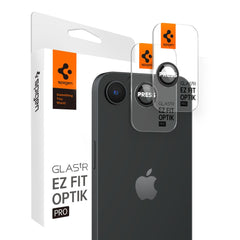 VERRE TEMPERÉ DE PROTECTION POUR LENTILLE D'APPAREIL PHOTO SPIGEN OPTIK PRO GLAS.TR "EZ FIT" PROTECTEUR D'APPAREIL PHOTO 2-PACK IPHONE 16E NOIR