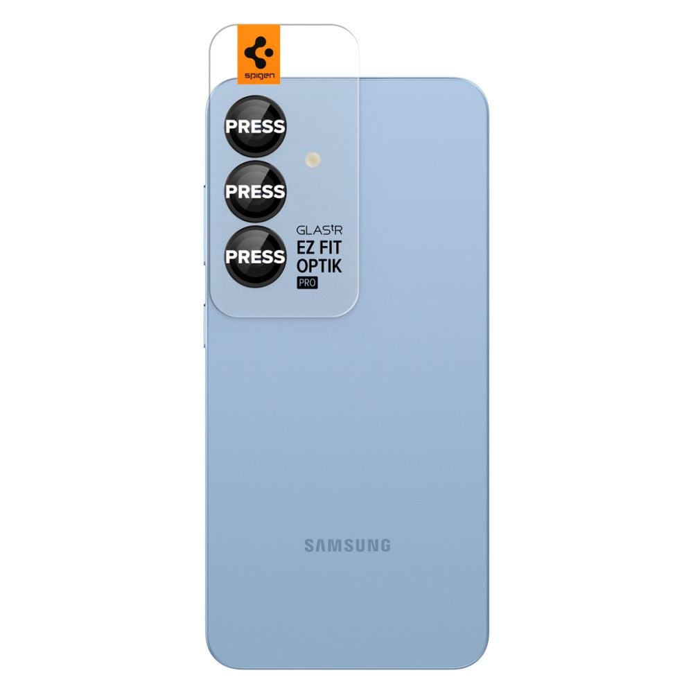 VERRE TEMPERÉ DE PROTECTION POUR LENTILLE D'APPAREIL PHOTO SPIGEN OPTIK PRO GLAS.TR "EZ FIT" HD PROTECTEUR DE CAMÉRA 2-PACK GALAXY S25+ PLUS NOIR