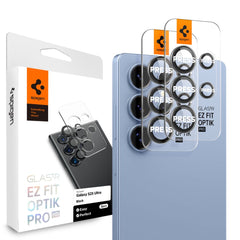 VERRE TEMPERÉ PROTECTEUR POUR LENTILLE D'APPAREIL PHOTO SPIGEN OPTIK PRO HD GLAS.TR "EZ FIT" PROTECTEUR DE CAMÉRA 2-PACK GALAXY S25 ULTRA NOIR
