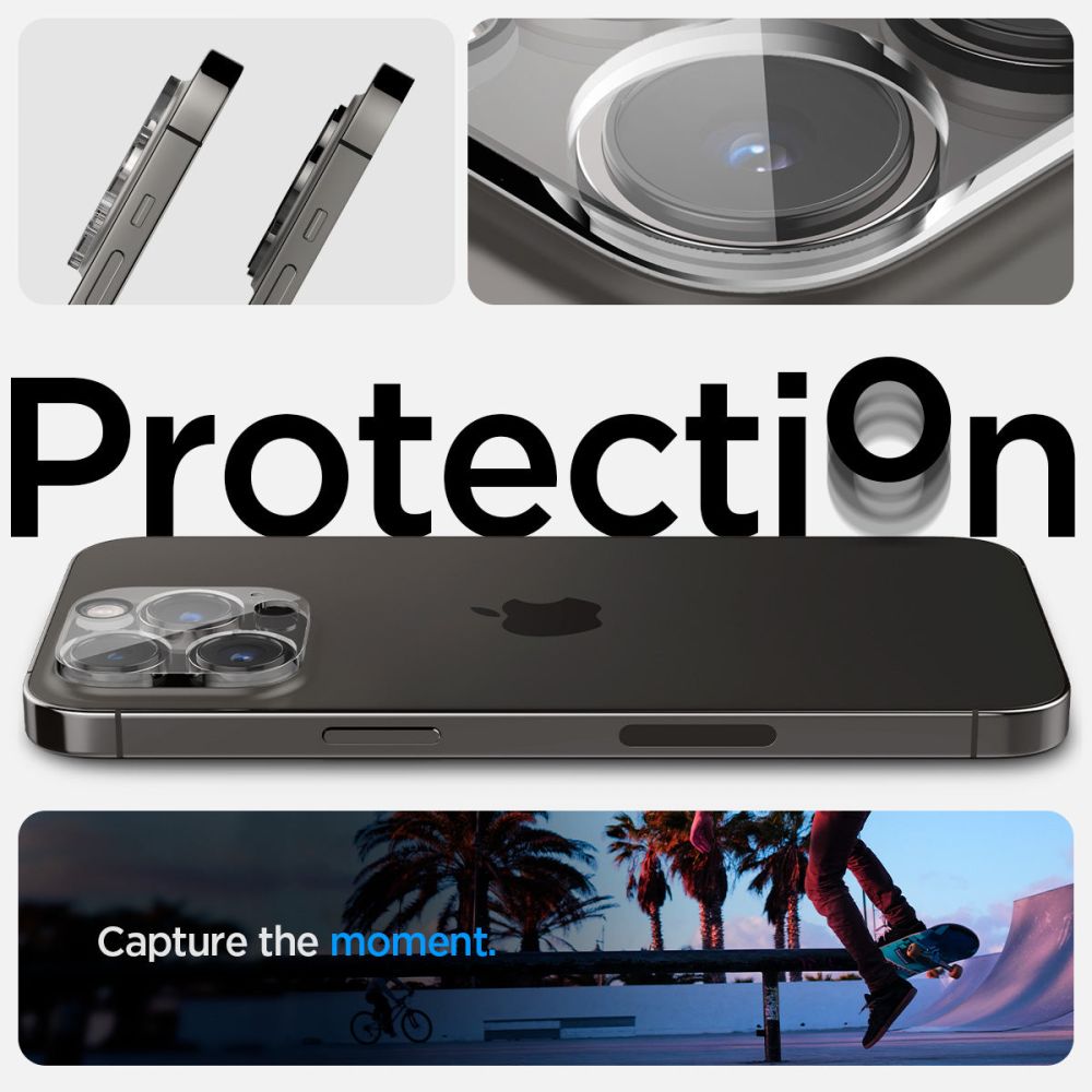 PROTECTION DE L'APPAREIL PHOTO SPIGEN OPTIK.TR PROTECTEUR DE CAMÉRA 2-PACK IPHONE 14 PRO / 14 PRO MAX CRISTAL TRANSPARENT