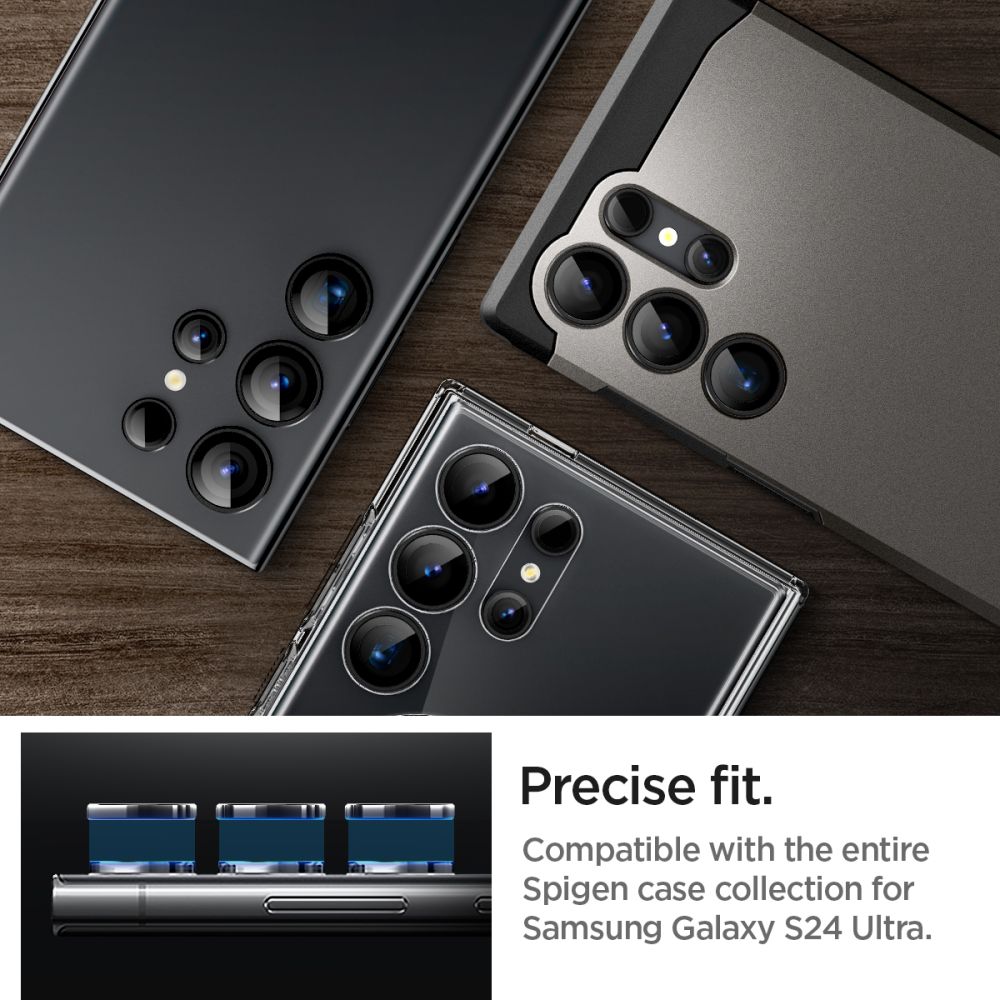 PROTECTION DE L'APPAREIL PHOTO SPIGEN OPTIK.TR "EZ FIT" PROTECTEUR DE CAMÉRA 2-PACK GALAXY S24 ULTRA NOIR
