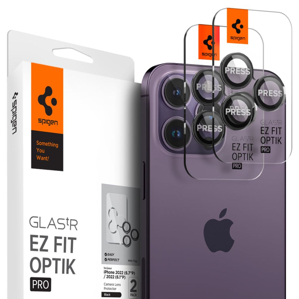 PROTECTION D'APPAREIL PHOTO SPIGEN OPTIK.TR "EZ FIT" PROTECTEUR DE CAMÉRA 2-PACK IPHONE 14 PRO / 14 PRO MAX NOIR