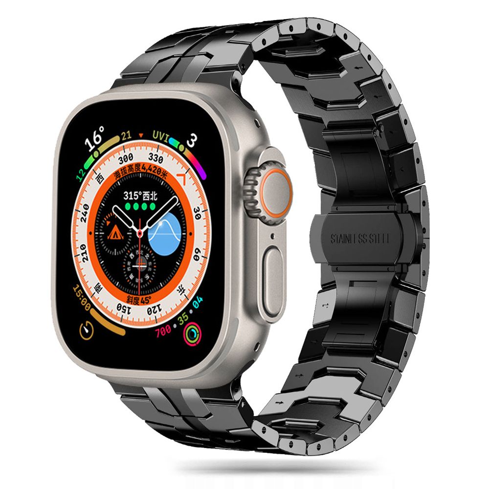 BRACELET DOOP EN ACIER INOXYDABLE POUR APPLE WATCH 6 / 7 / 8 / 9 / 10 / SE / ULTRA 1 / 2 (44 / 45 / 46 / 49 MM) NOIR
