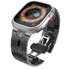 BRACELET DOOP EN ACIER INOXYDABLE POUR APPLE WATCH 6 / 7 / 8 / 9 / 10 / SE / ULTRA 1 / 2 (44 / 45 / 46 / 49 MM) NOIR