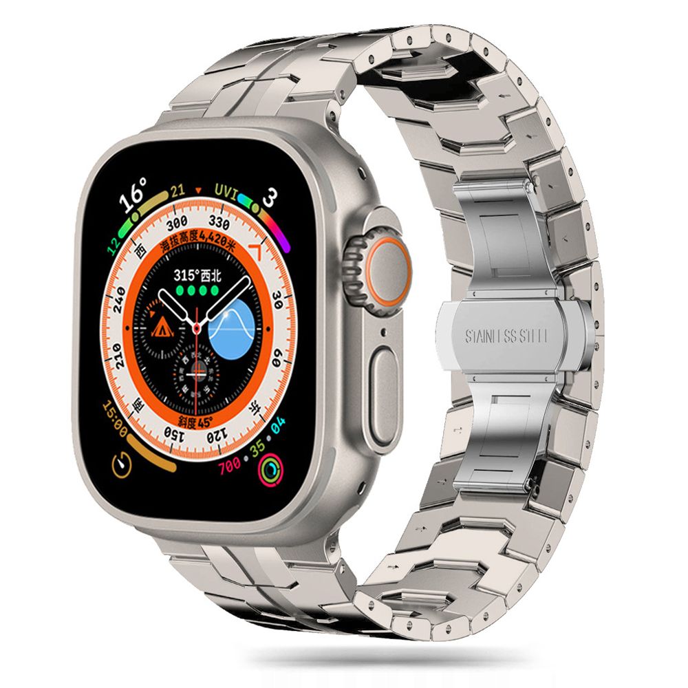 BRACELET DOOP EN ACIER INOXYDABLE POUR APPLE WATCH 6 / 7 / 8 / 9 / 10 / SE / ULTRA 1 / 2 (44 / 45 / 46 / 49 MM) TITANE