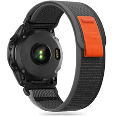BRACELET EN NYLON POUR GARMIN 22MM FENIX 5 / 6 / 6 PRO / 7 HEYBAND NYLON NOIR / ORANGE