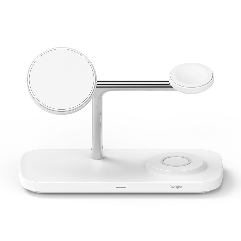 STATION DE CHARGEMENT RINGKE 3EN1 QI2 MAGNETIQUE MAGSAFE CHARGEUR SANS FIL BLANC
