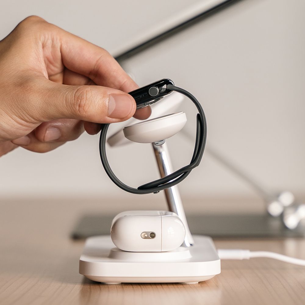 STATION DE CHARGEMENT RINGKE 3EN1 QI2 MAGNETIQUE MAGSAFE CHARGEUR SANS FIL BLANC