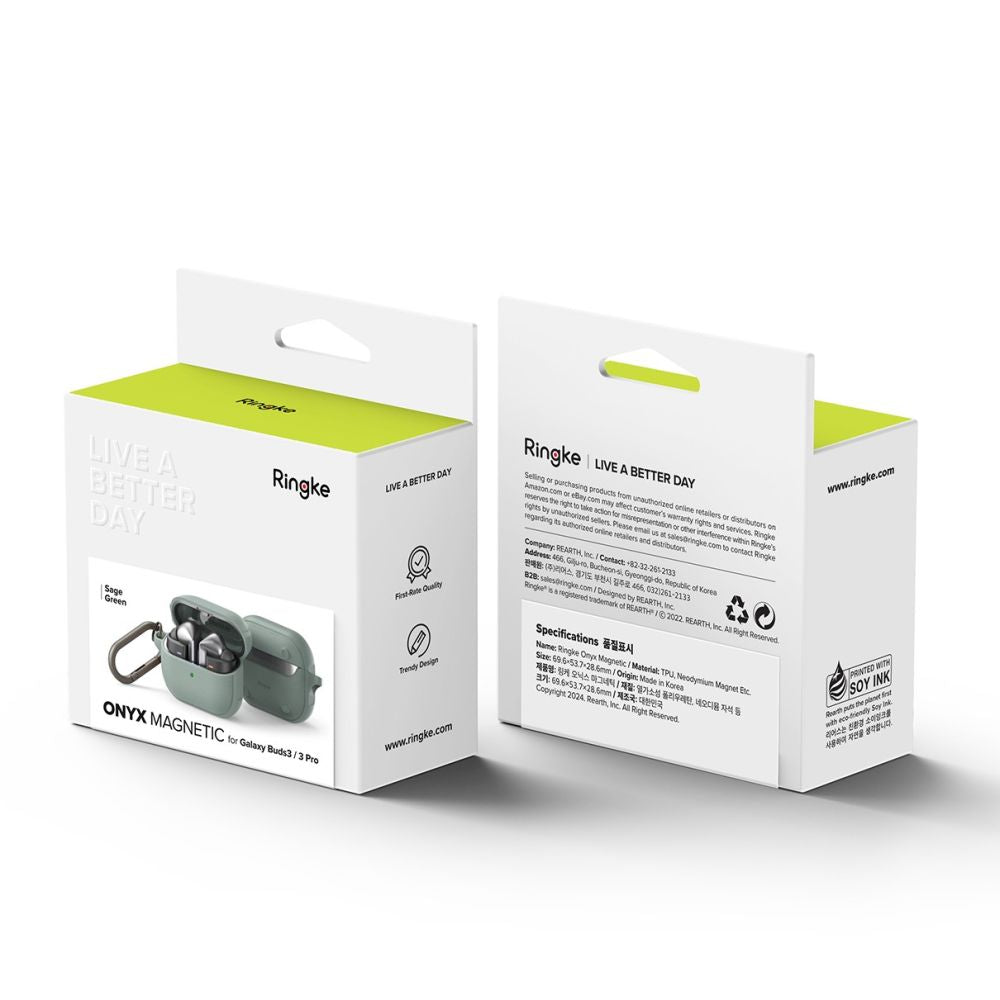 COQUE POUR SAMSUNG GALAXY BUDS 3 / 3 PRO RINGKE ONYX MAGNETIQUE MAGSAFE VERT SAUGE
