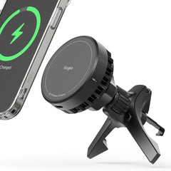 Support de téléphone pour voiture avec chargement sans fil Ringke Peltier QI2 magnétique MagSafe, support de ventilation, chargeur sans fil 15W noir.