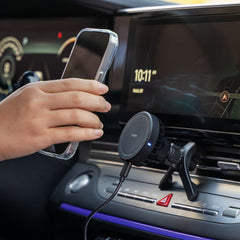 Support de téléphone pour voiture avec chargement sans fil Ringke Peltier QI2 magnétique MagSafe, support de ventilation, chargeur sans fil 15W noir.
