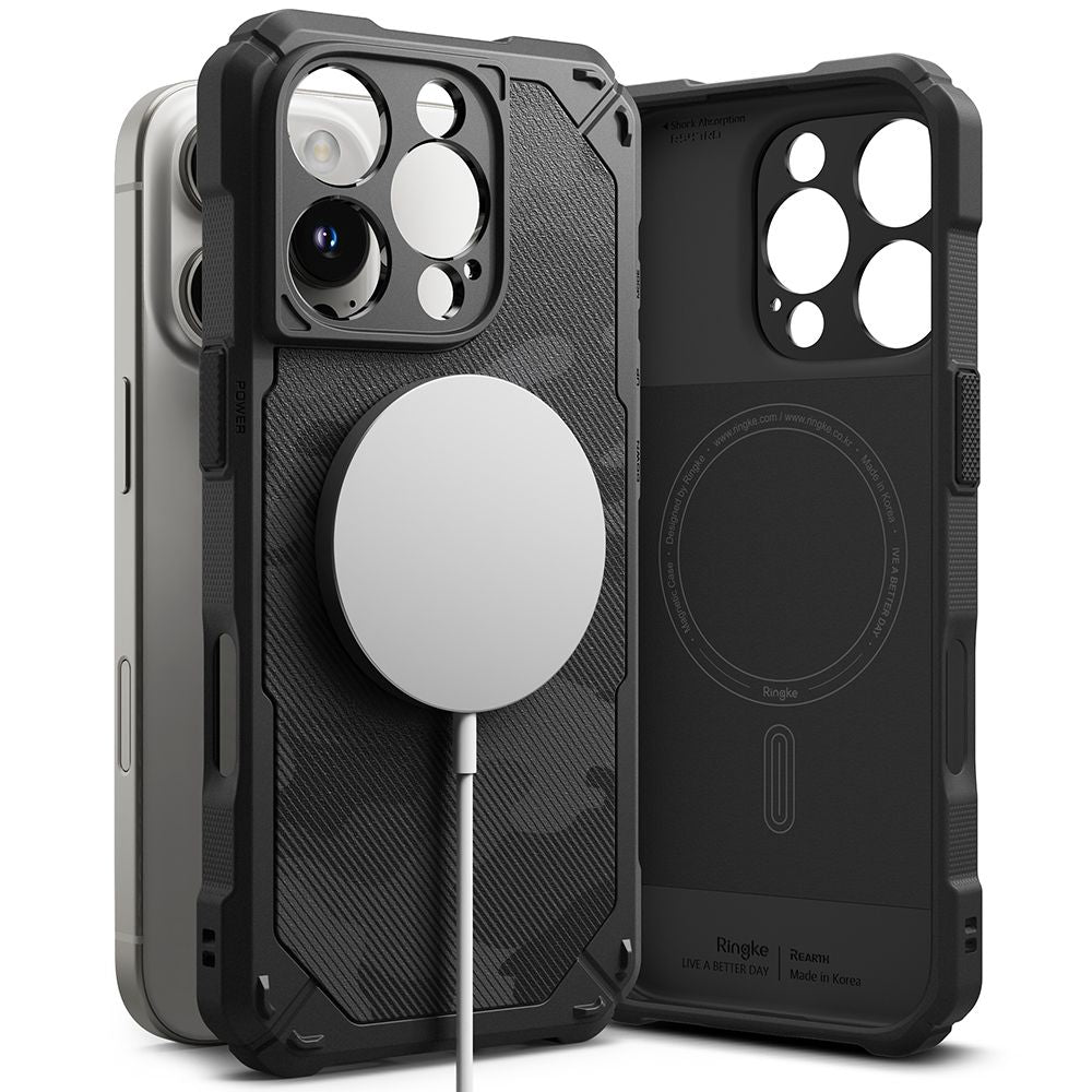 COUVERTURE RINGKE RUGGED GEAR MAGNETIQUE MAGSAFE IPHONE 16 PRO CAMOUFLAGE NOIR