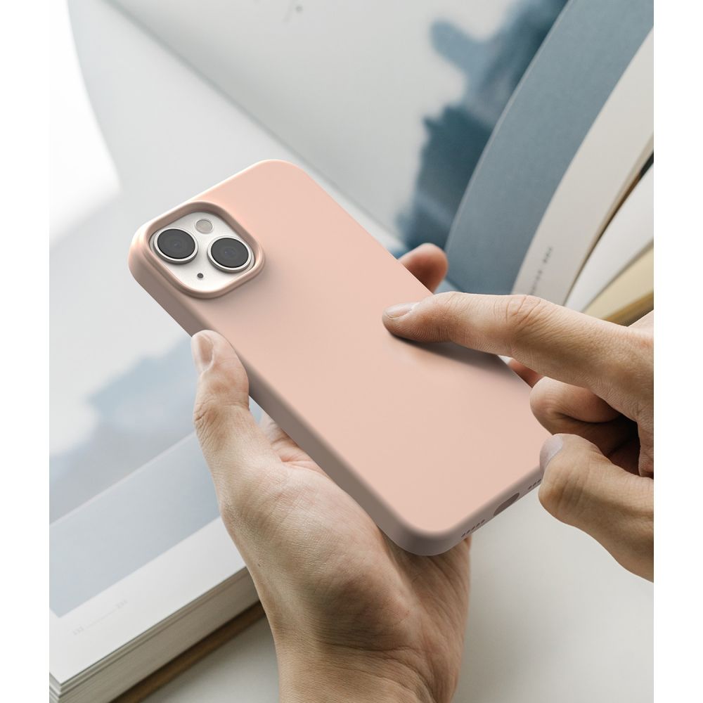 COQUE RINGKE SILICONE IPHONE 14 PLUS SABLE ROSE