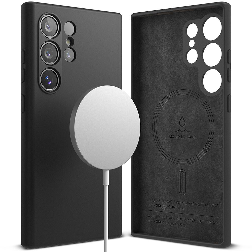 COQUE RINGKE SILICONE MAGNETIQUE MAGSAFE GALAXY S24 ULTRA NOIRE