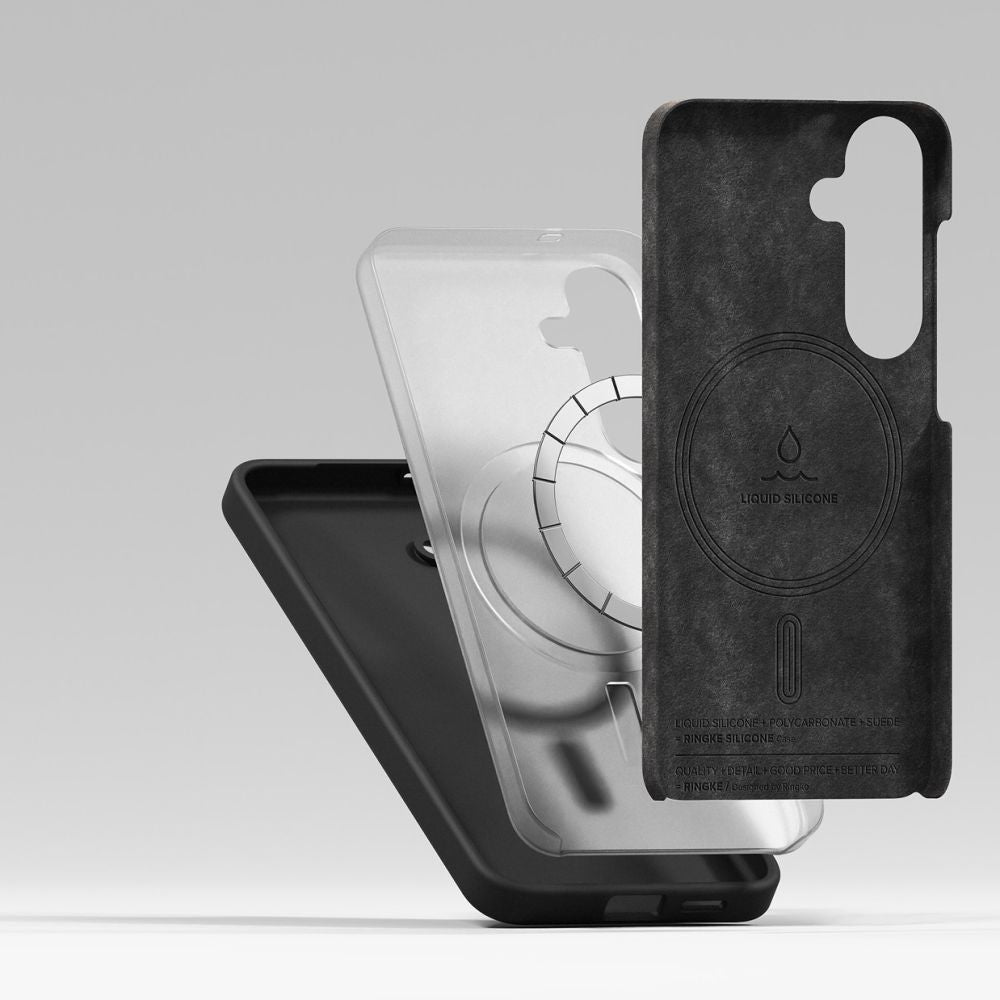 COQUE RINGKE SILICONE MAGNETIQUE MAGSAFE GALAXY S25 NOIRE