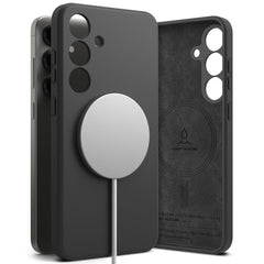 COQUE RINGKE SILICONE MAGNETIQUE MAGSAFE GALAXY S25 NOIRE