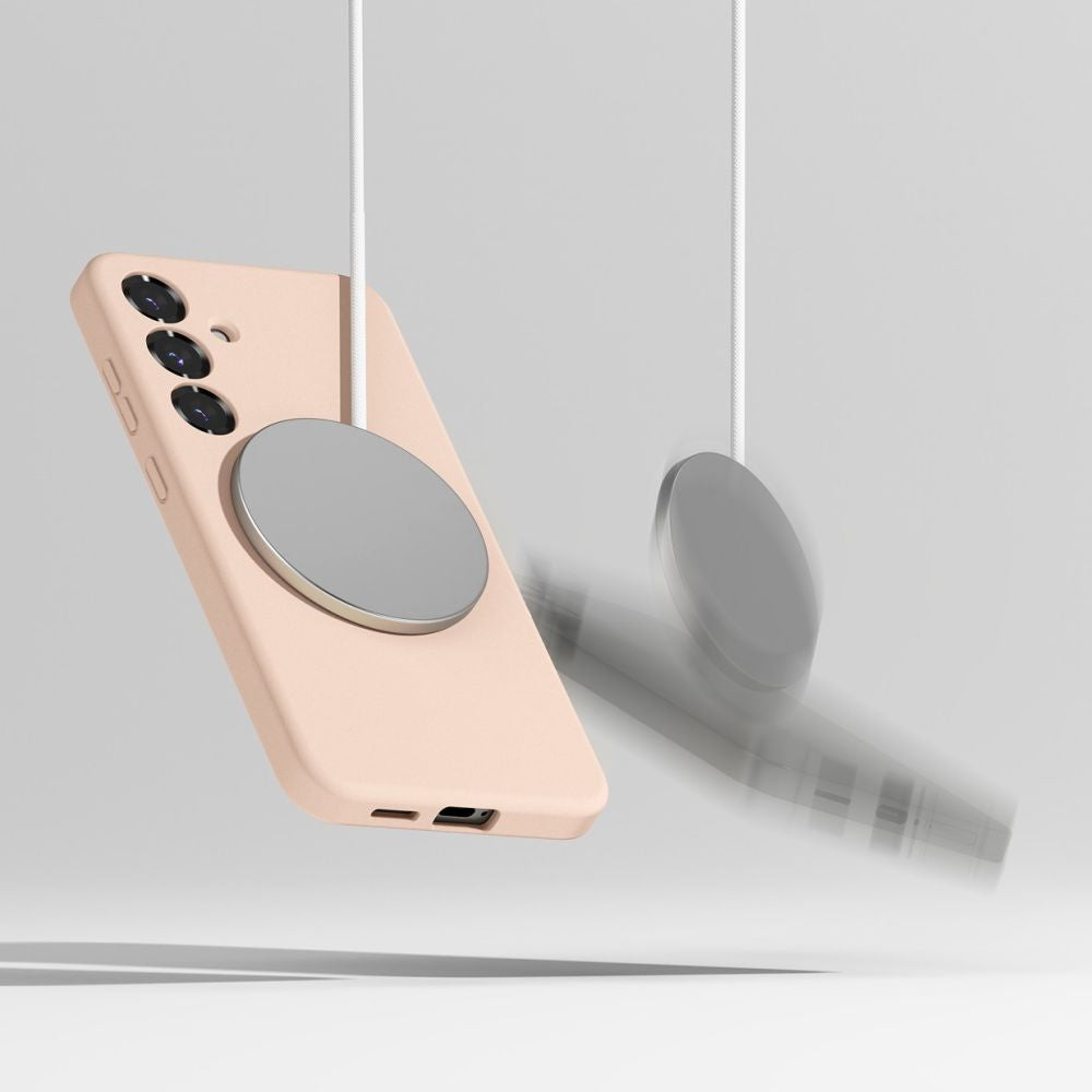 COQUE RINGKE SILICONE MAGNETIQUE MAGSAFE GALAXY S25 SABLE ROSE