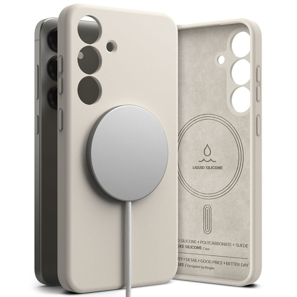 COQUE RINGKE SILICONE MAGNETIQUE MAGSAFE GALAXY S25 STONE
