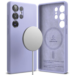 COQUE RINGKE SILICONE MAGNETIQUE MAGSAFE GALAXY S25 ULTRA LAVANDE