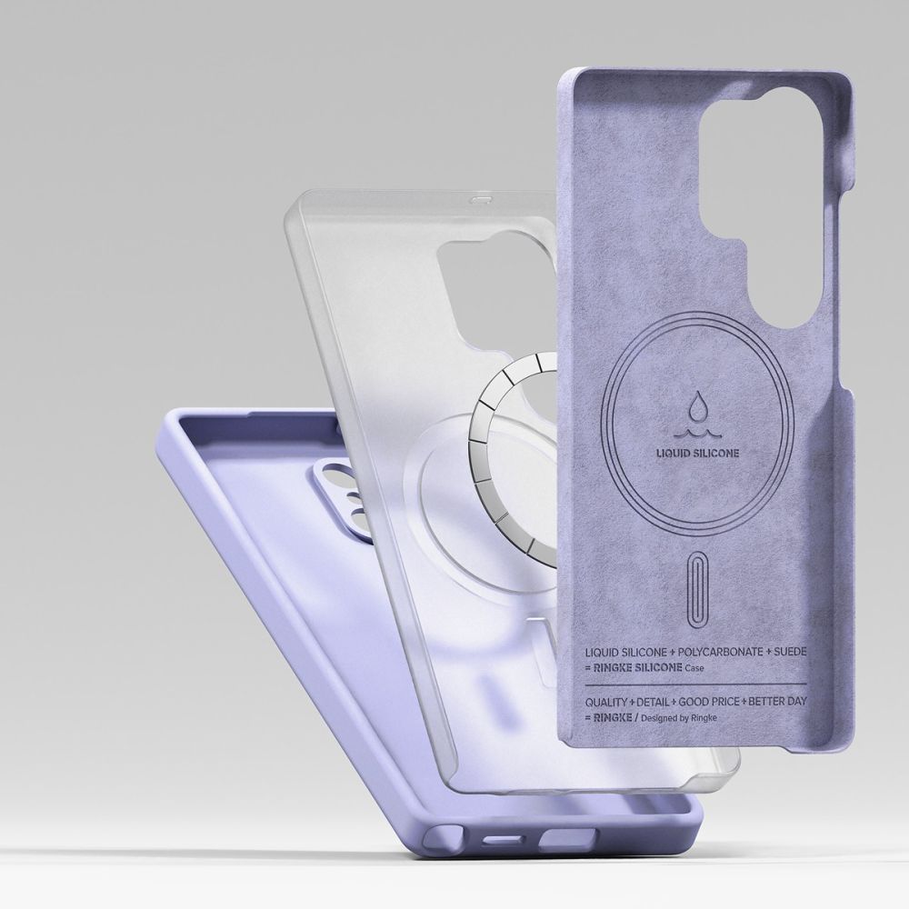 COQUE RINGKE SILICONE MAGNETIQUE MAGSAFE GALAXY S25 ULTRA LAVANDE