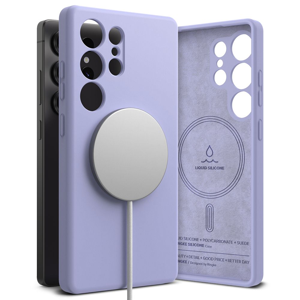 COQUE RINGKE SILICONE MAGNETIQUE MAGSAFE GALAXY S25 ULTRA LAVANDE