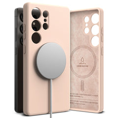 COQUE RINGKE SILICONE MAGNETIQUE MAGSAFE GALAXY S25 ULTRA SABLE ROSE